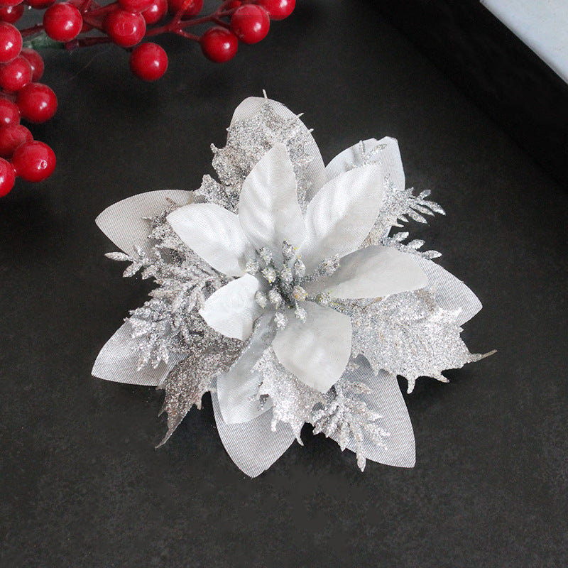 Wholesale of Gold, Silver, and Red Three-layer Plastic Christmas Decorative Flowers